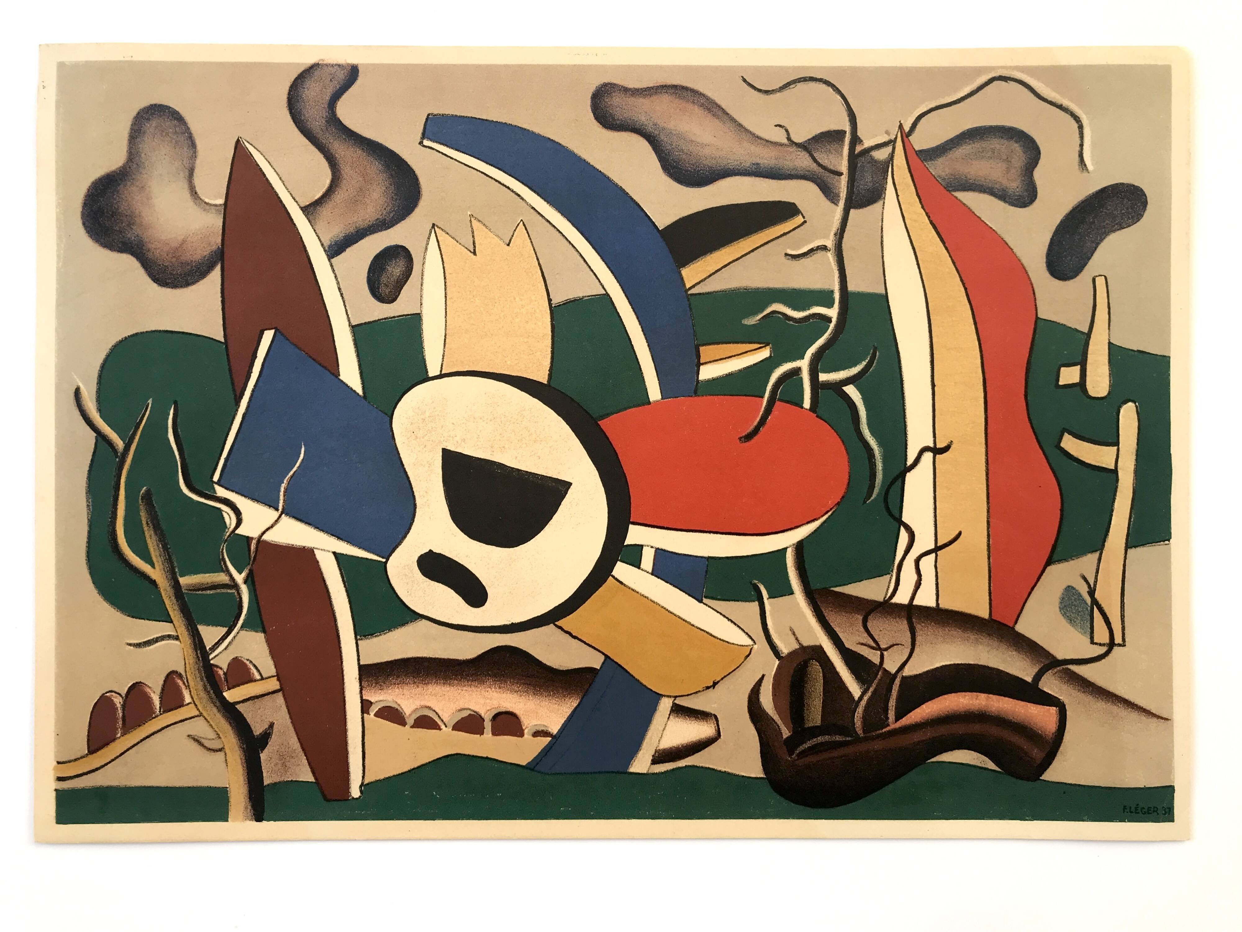 Fernand LEGER, Flowers and Butterflies, 1945. Original lithograph Mourlot.
