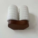 Vintage modernist teak and opaline wall lamp, Netherlands 1960s