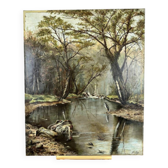 Peinture d'une huile sur toile J. FAURE 1902