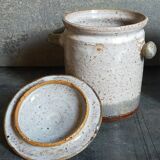 Duo of potter's pots covered in vintage glazed stoneware