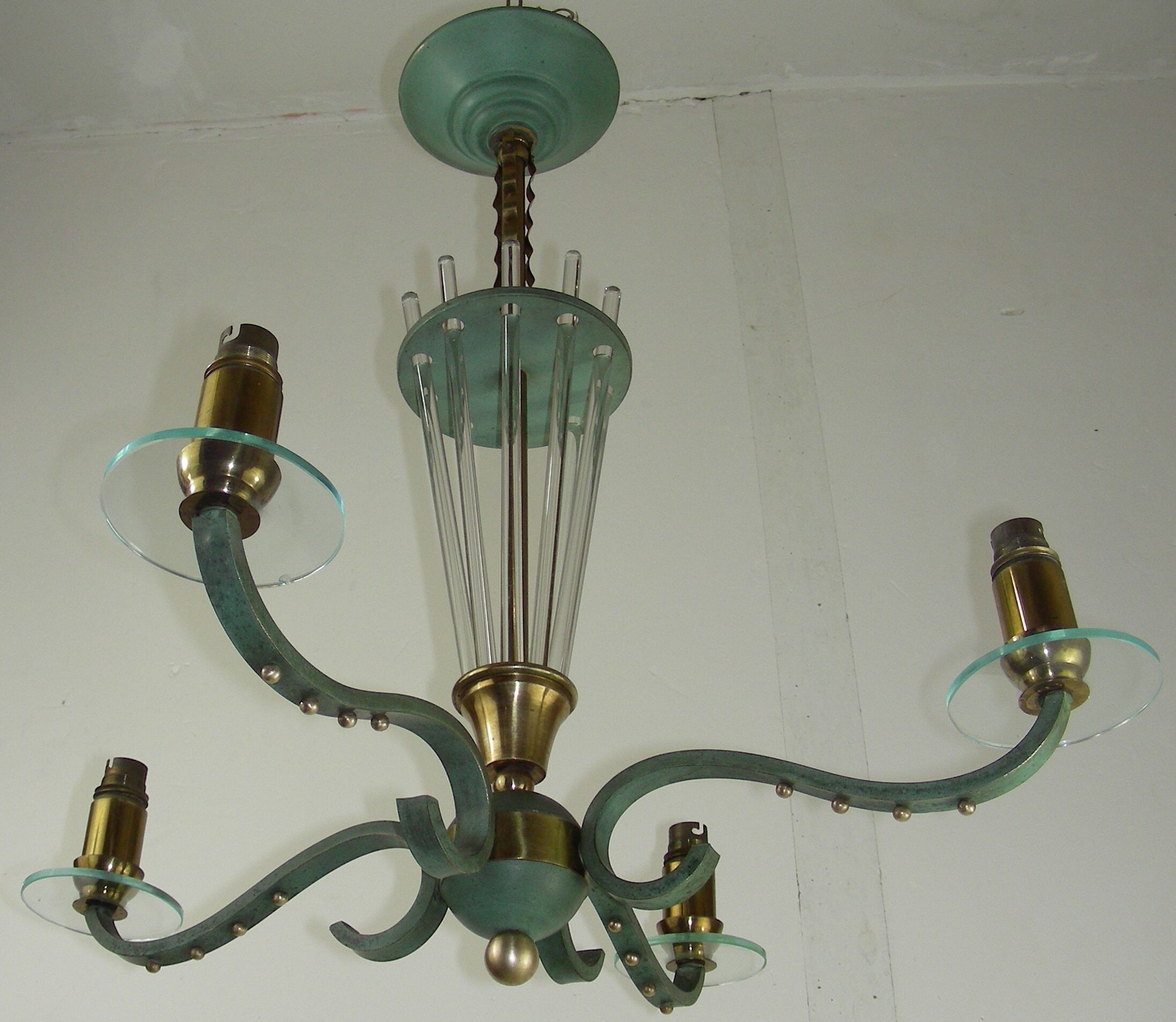 Chandelier 1940 modernist has needles in glass