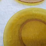 Dessert plates old amber flowers vintage lot of 6