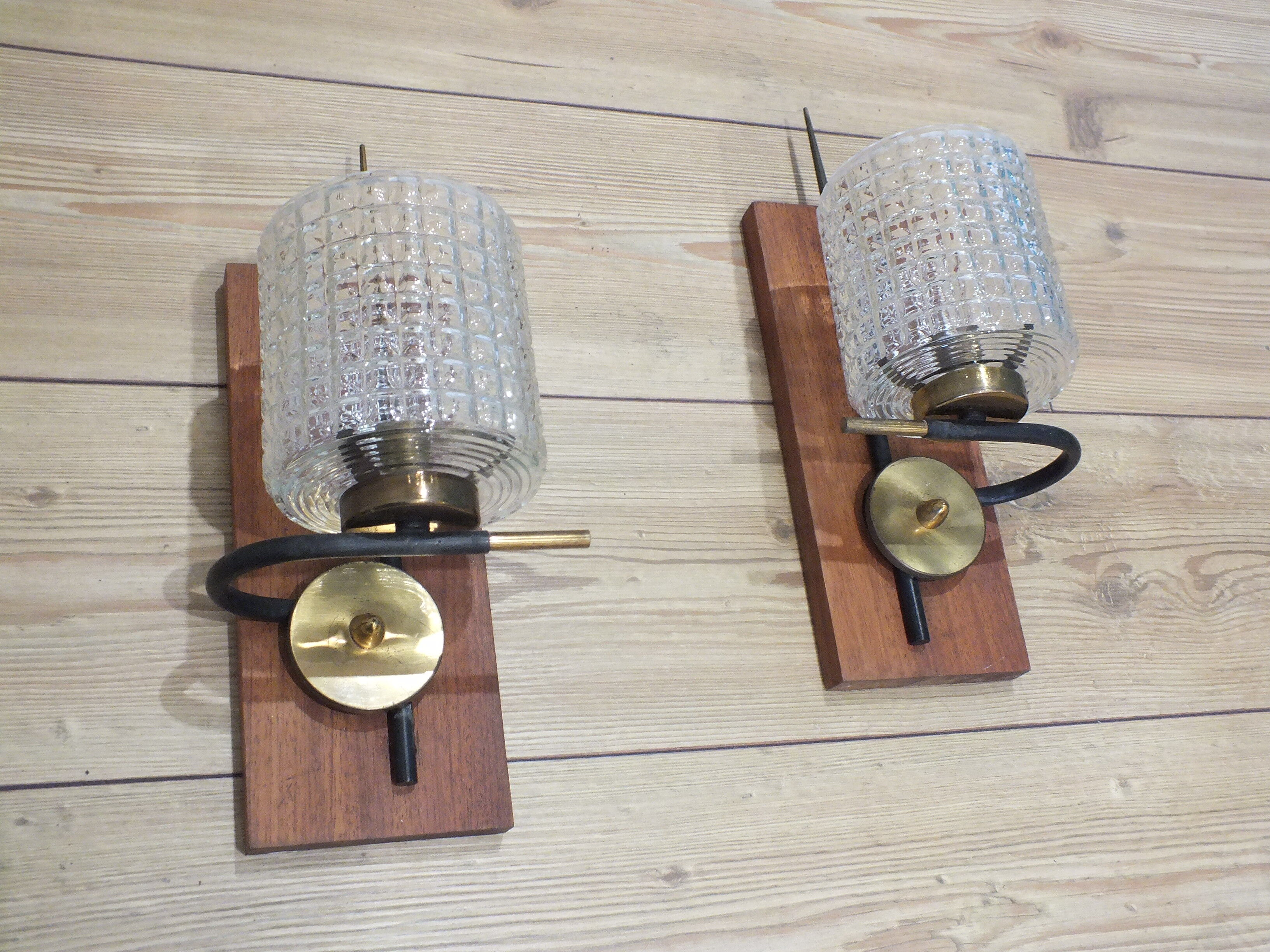 Paire d'appliques vintage années 50 Arlus style scandinave
