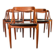 Set of 6 Danish chairs in teak and skai, model 16, Johannes Andersen.
