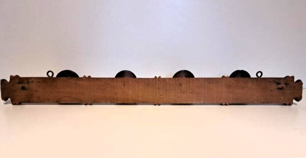 Coat rack "bamboo" with 4 old hooks.