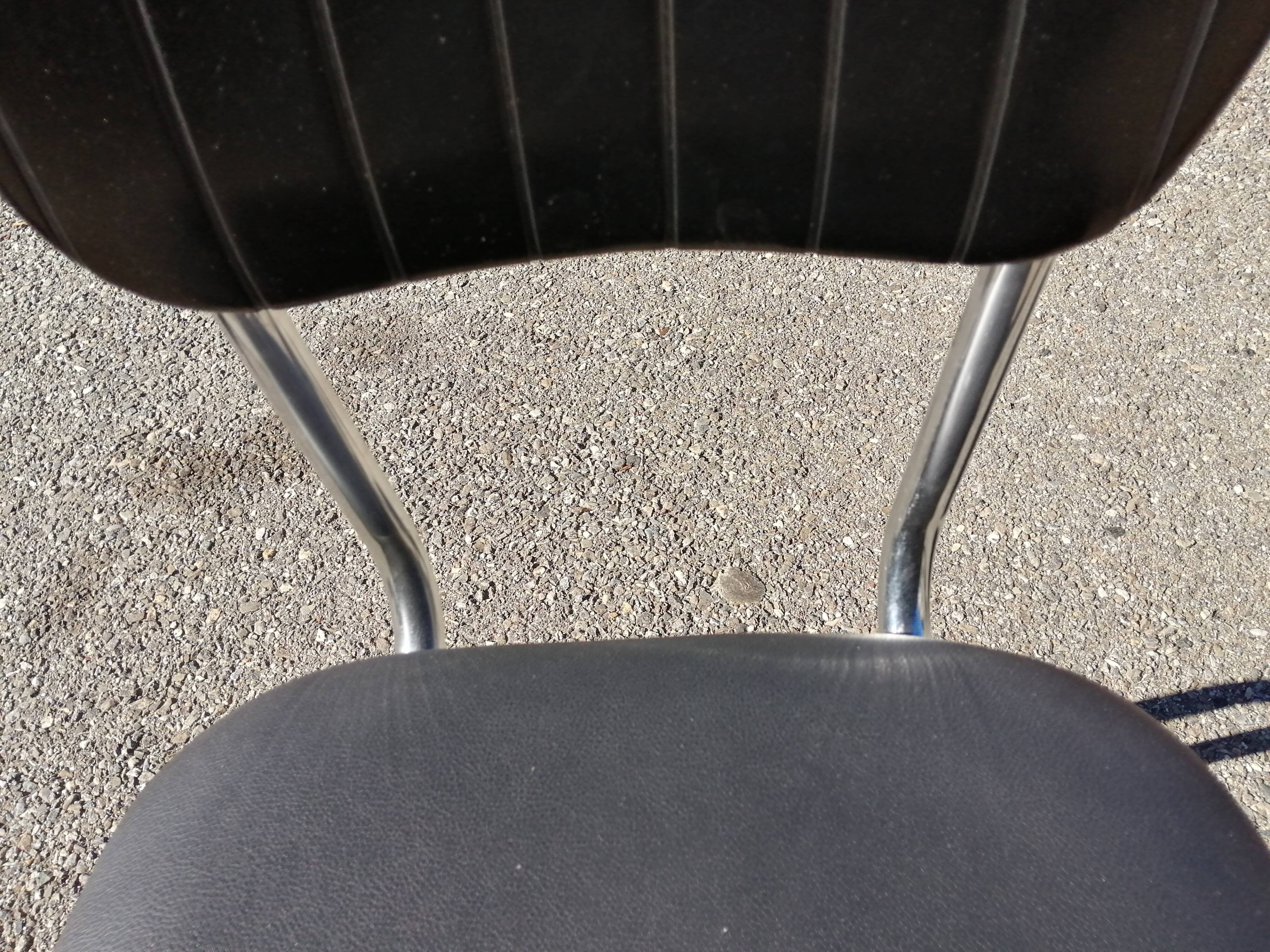 Series of 4 vintage black skai chairs - Vanac Aix