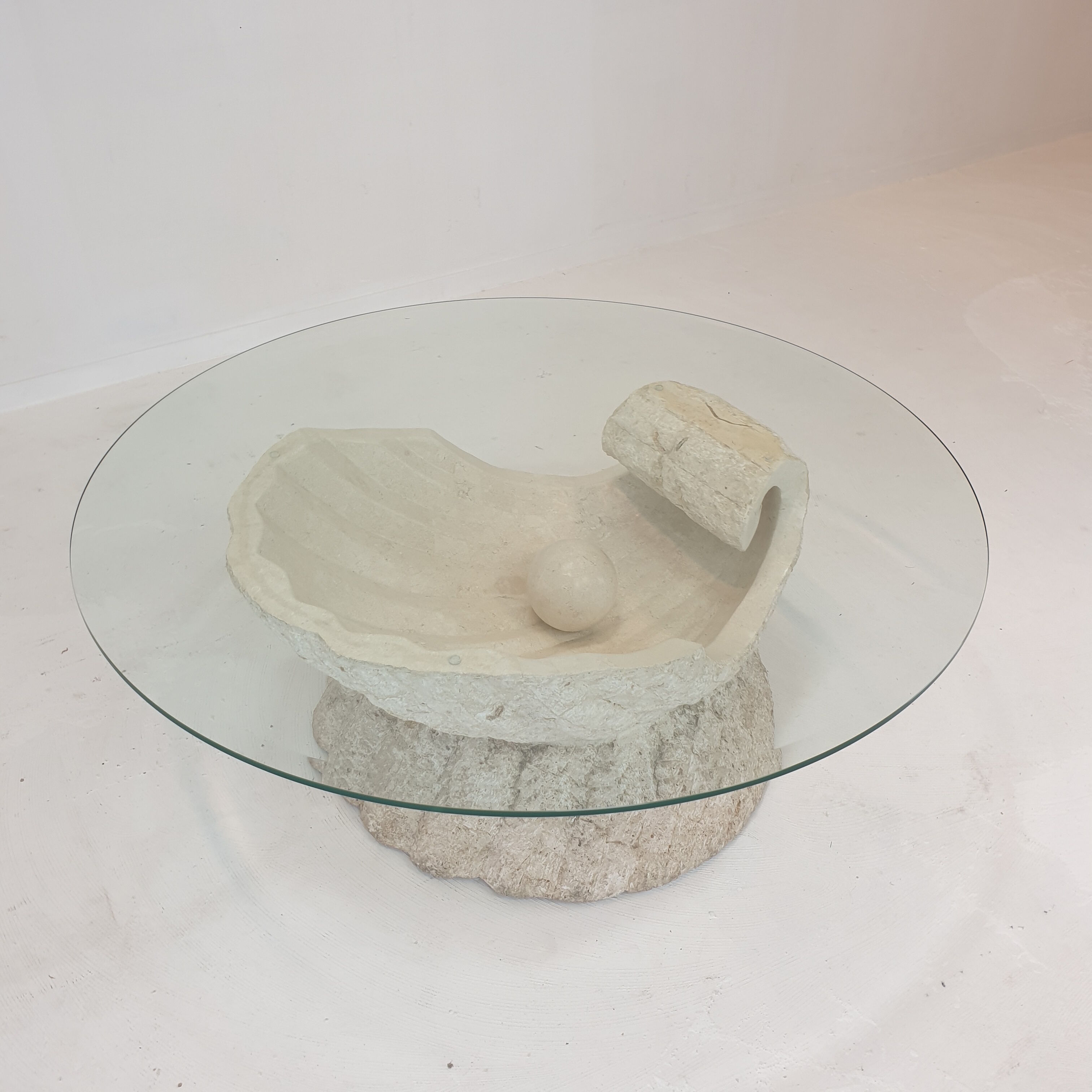 Magnussen ponte mactan stone shell coffee table, 1980s