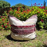 Handmade pouf cover - handwoven recycled cotton - 120 x 120 cm