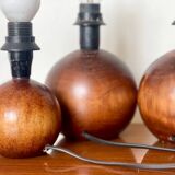 3 wooden ball lamp bases.
