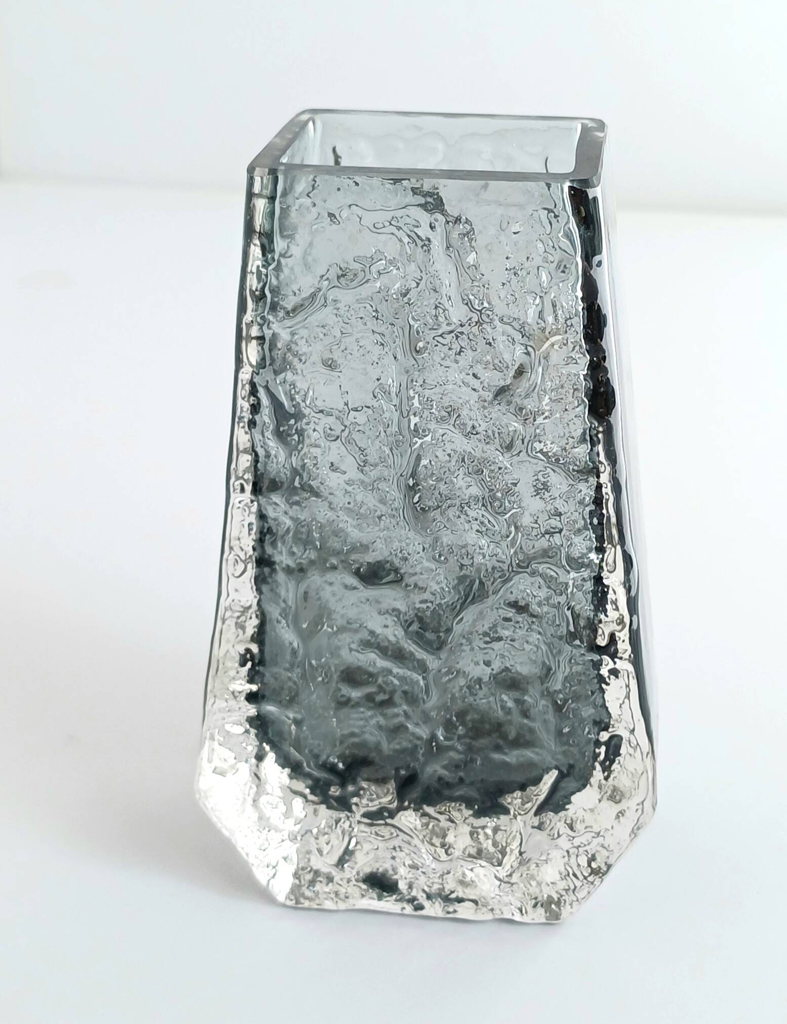 Whitefriars Pewter Coffin Vase by Geoffrey Baxter - textured range