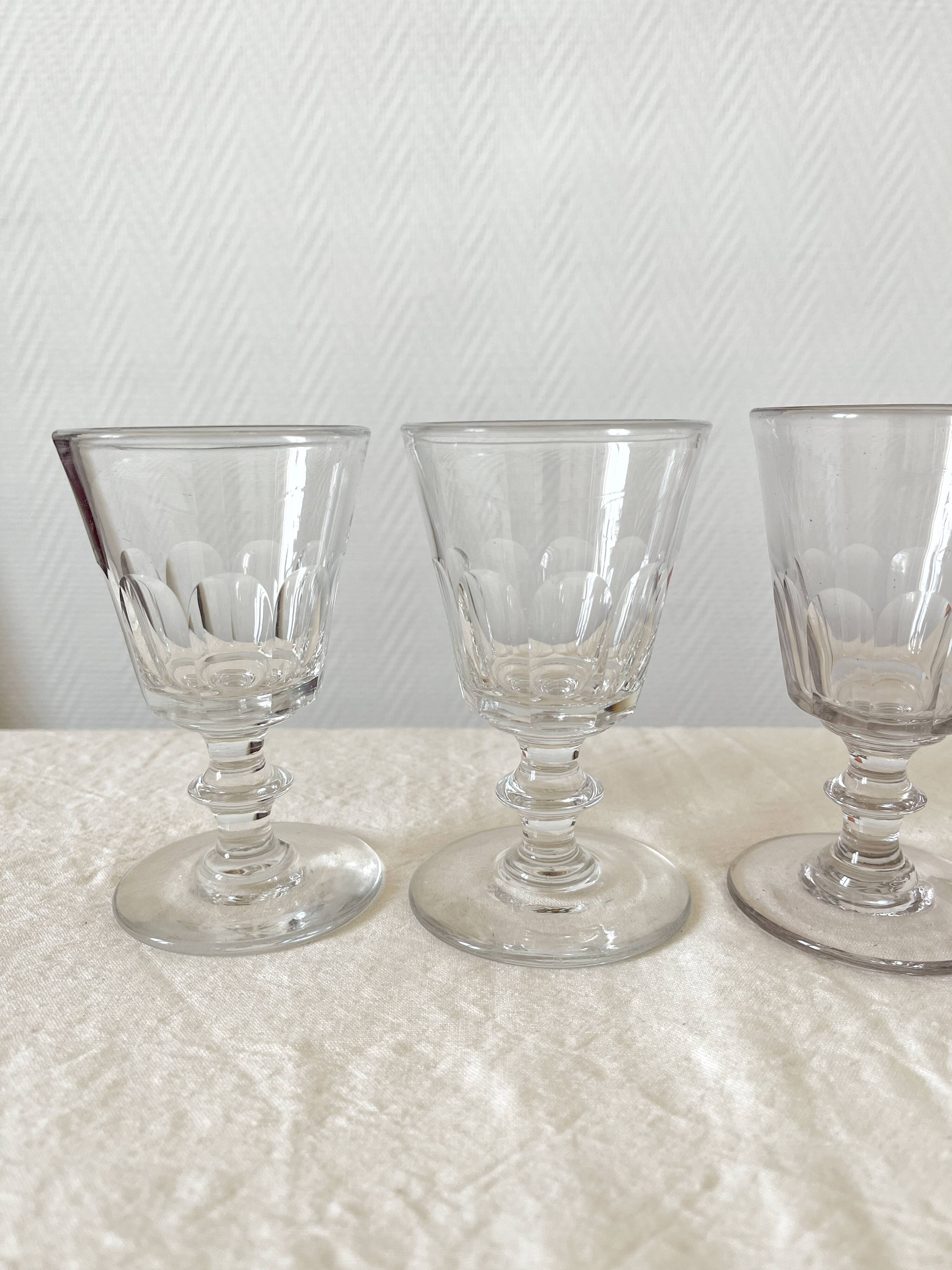 4 old crystal wine glasses Cato Saint Louis 19th century