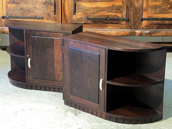 Importante Paire de chevets Art Déco en bois de Palmier 1930