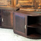 Important Pair of Art Deco Bedside Tables in Palm Wood 1930