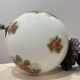 Massive opaline glass pendant light with rose decor, 1970s