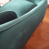 Méridienne contemporaine en velours vert