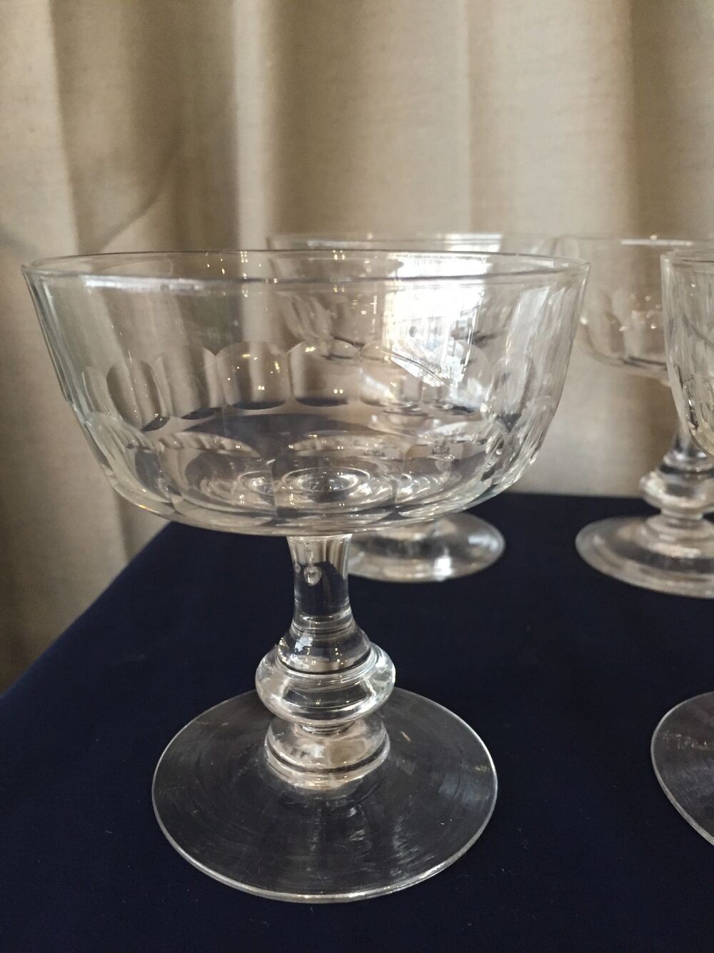 Suite of 4 crystal champagne glasses from the 1930s 1940s