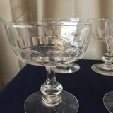 Suite of 4 crystal champagne glasses from the 1930s 1940s