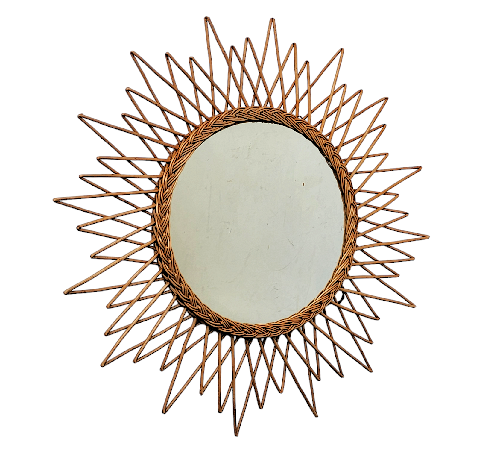 Vintage rattan sun mirror 65 cm