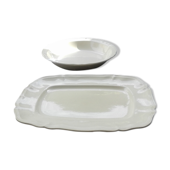 2 dishes ivory sandstone digoin sarreguemines