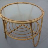 Italian Bamboo & Glass Coffee Table, 1950s