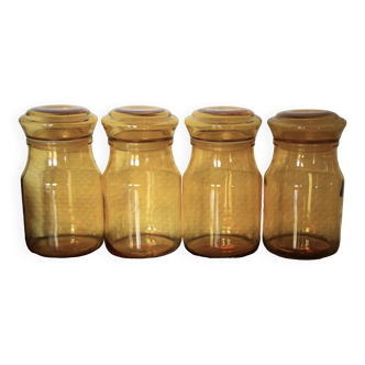 Set of 4 Maxwell Yellow Glass Jars