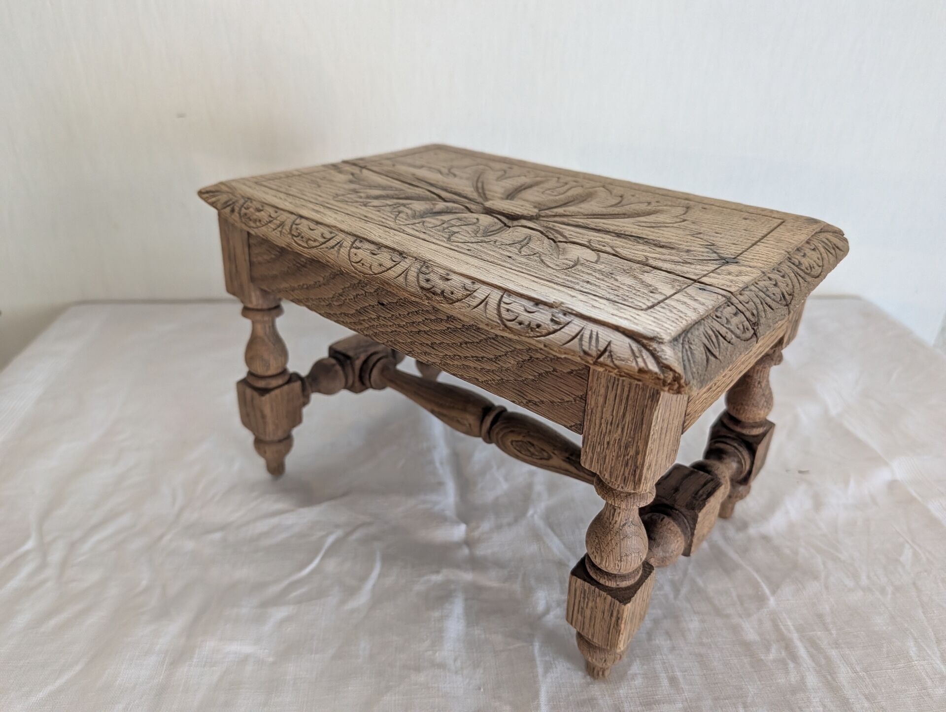 Small carved oak bench