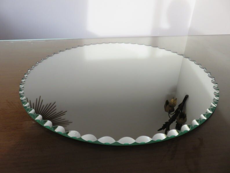 Mirror round bevelled art deco 4050s 30cm