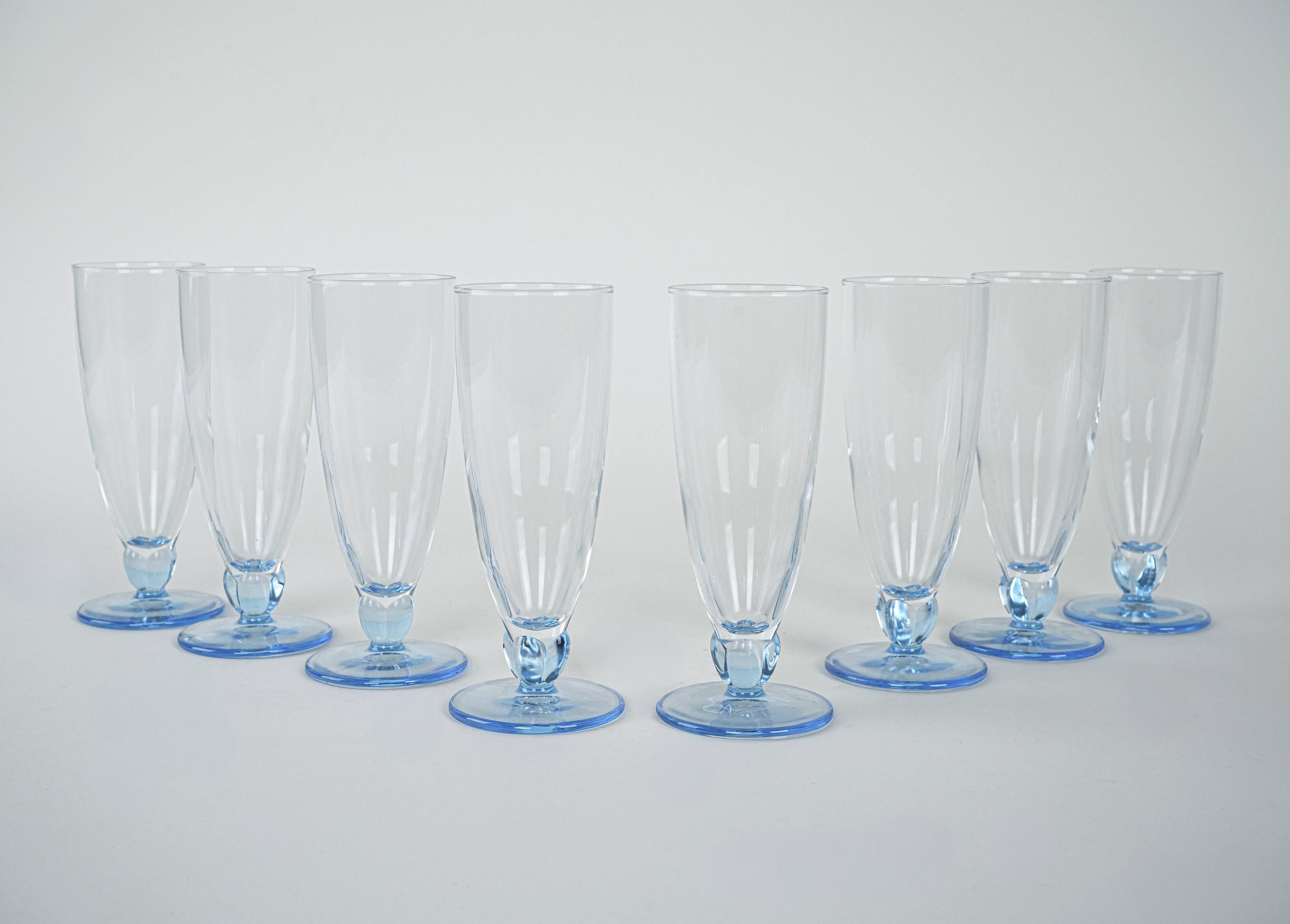 Set of champagne glasses, Italian design, 1980s, production: Italy