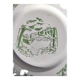 Round dish of Creil and Montereau green color with stamp and hollow mark