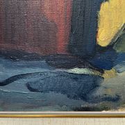 Vintage Expressionists Oil on Canvas painting ”Boathouses”, Stig Delang 76