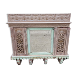 Fully hand-carved stone window with mirror