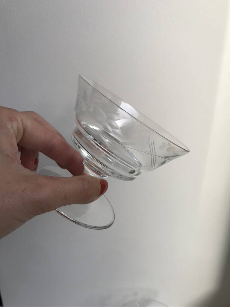 lot de 6 coupes à champagne dépareillées en cristal gravé années 30