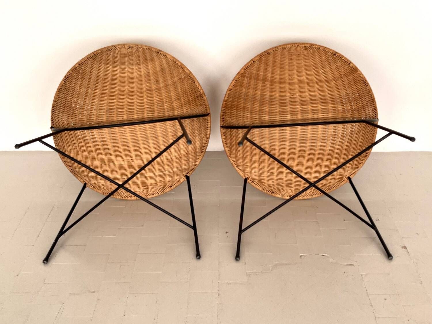 Mid Century Rattan Lounge Chairs, 1970s, Set of 2