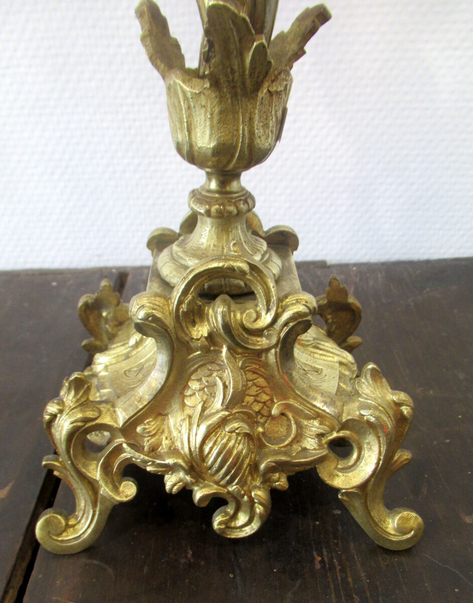 Pair of bronze candelabras and brass bobèches