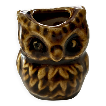 Very small ceramic owl candle holder.