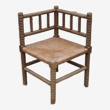 Chaise bobine en bois ancienne française transformée