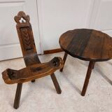 Coffee set coffee table and tripod low chairs - Spanish brutalist design - 1950s