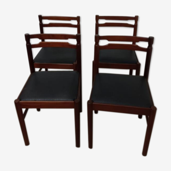 Lot de 4 chaises bois et skaï