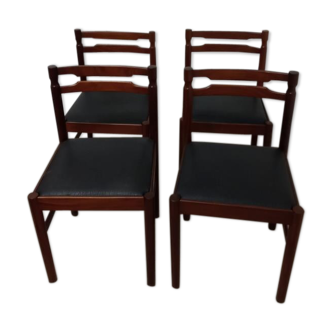 Lot of 4 wooden and skai chairs