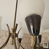 Swedish designer, chandelier, brass, glass, Sweden, 1950s