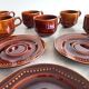 Set of 8 Vintage (1970) Belgian Brown Coffee/Tea Cups and Saucers