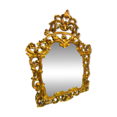 Antique wall mirror in carved and gilded wood, baroque style, 140 × 115 cm