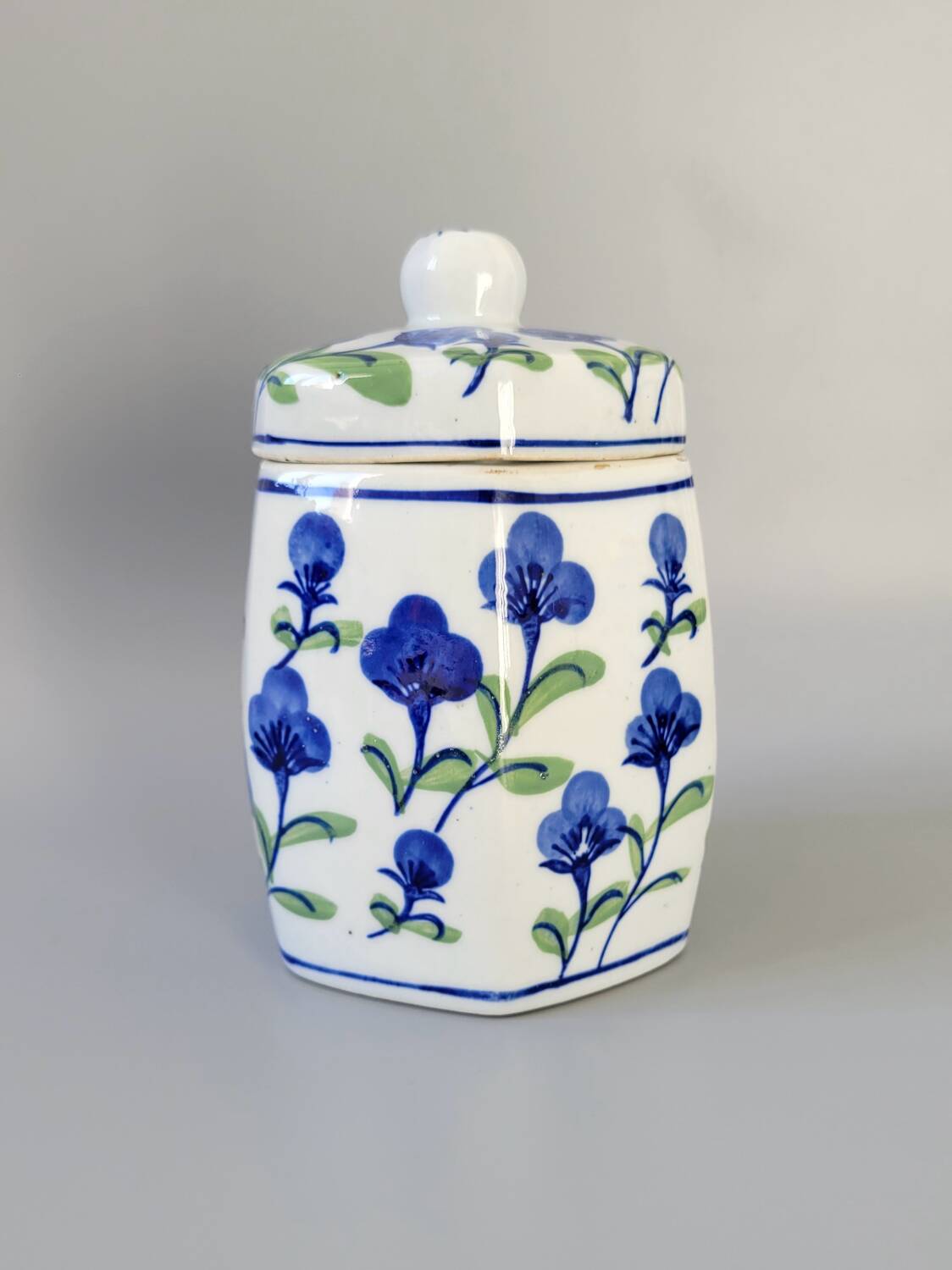 Blue and green ceramic pot