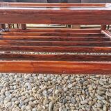 Vintage bamboo and leather coffee table