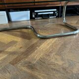 1970s design coffee table in rectangular glass with chrome legs