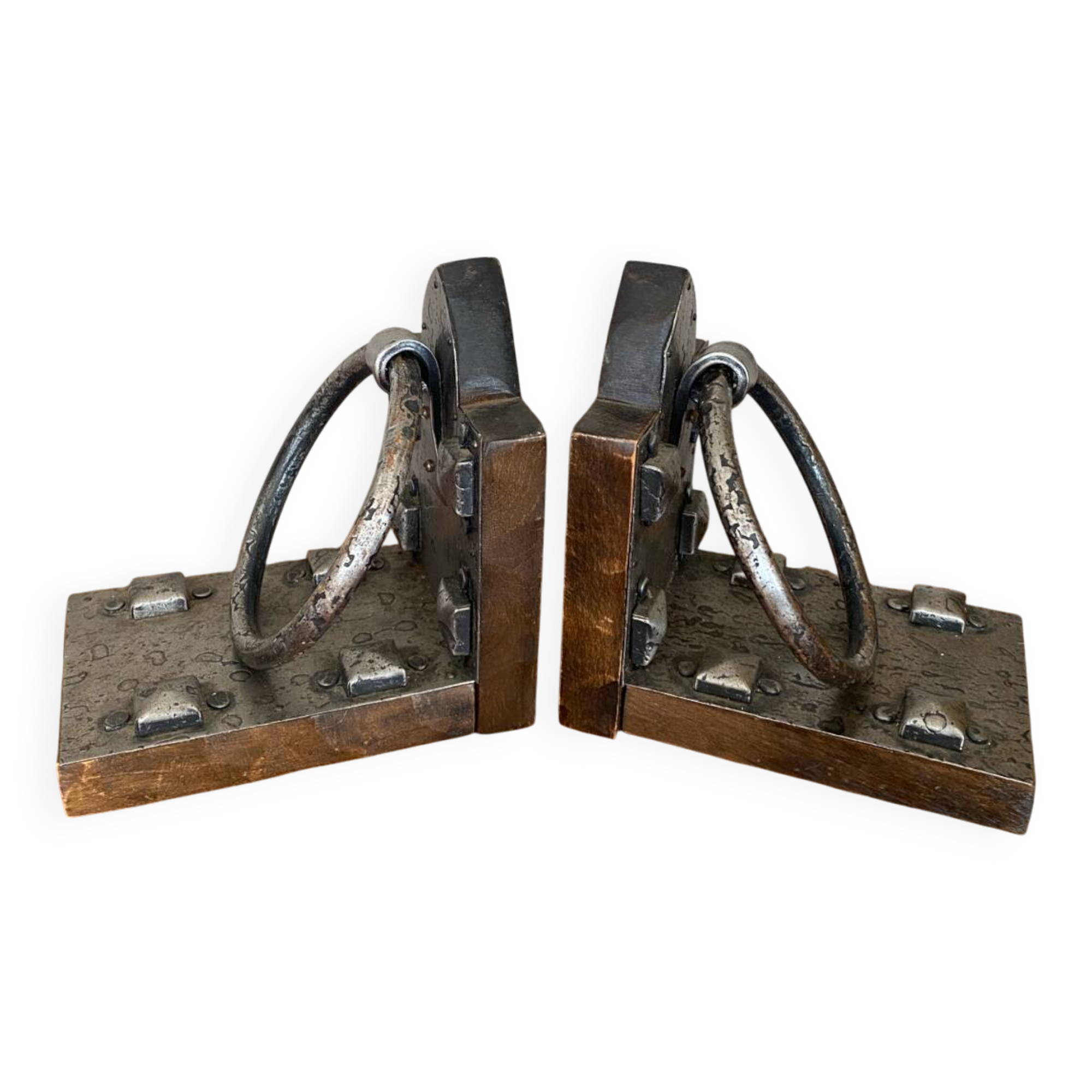 Brutalist bookends pair