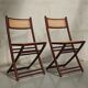 Chaises pliantes en bois et cannage, 80's