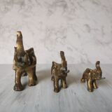 Trio d'éléphants en laiton