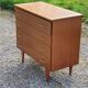 Vintage chest of drawers from the 50s/60s in golden mahogany 4 drawers feet bobbin