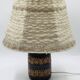 Vintage ceramic lamp with relief and wool shade.